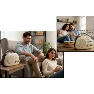 Crownwell Taşınabilir Bluetooth Retro Radyo Arizona Serisi / Grey