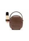Retro Tasarımlı Bluetooth Karaoke Mikrofon ve Ahşap Tripodlu –Koyu Kahverengi
