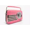 Retro Tasarımlı Bluetooth FM Radyo Mint Pembe