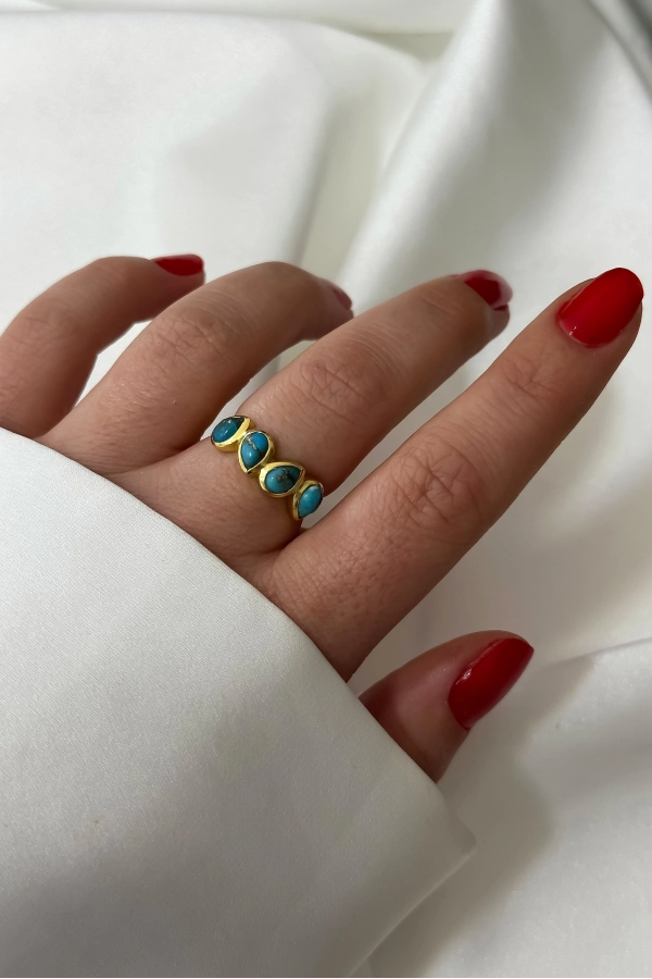 4 Taş Firuze Yüzük