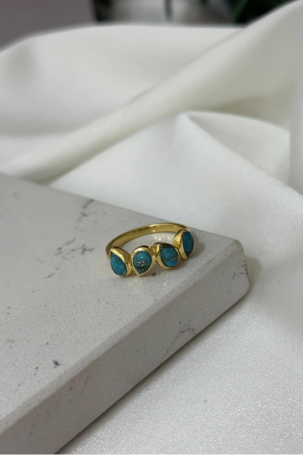 4 Taş Firuze Yüzük