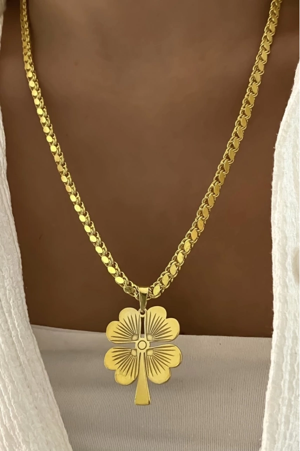 60 cm Köstek Zincirli Yonca Kolye