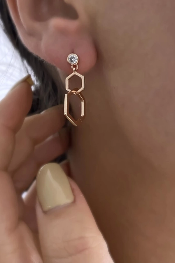 Altıgen Sallantılı Küpe