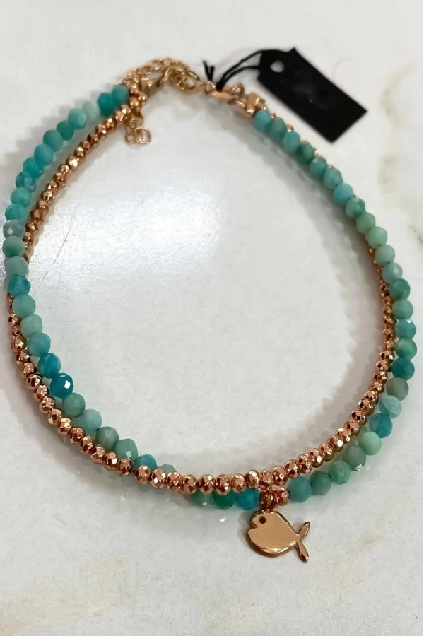 Amazonit Ve Hematit Taşlı Halhal