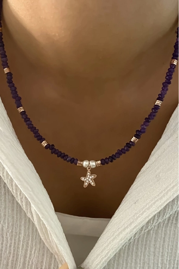 Ametist Deniz Yıldızı Kolye
