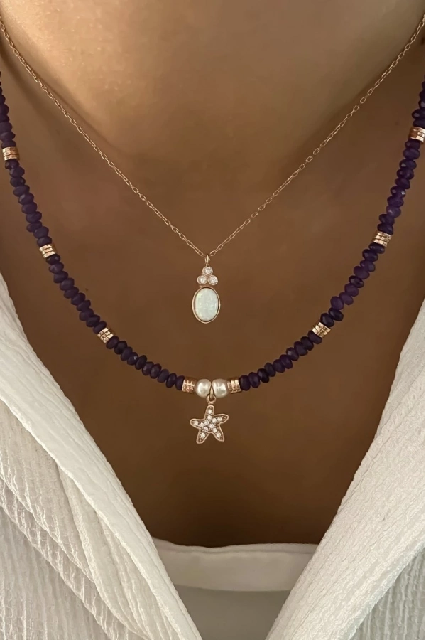 Ametist Deniz Yıldızı Kolye