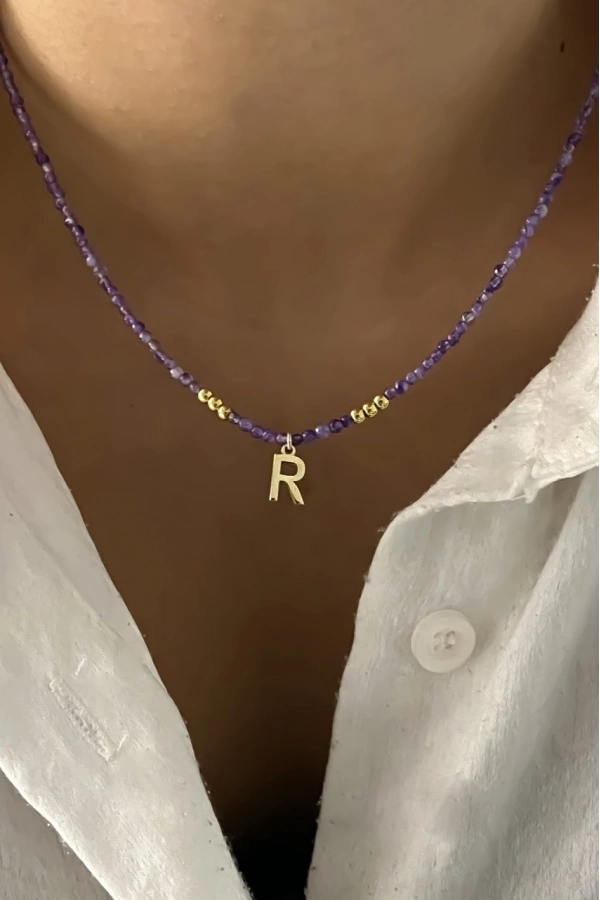 Ametist Harf Kolye