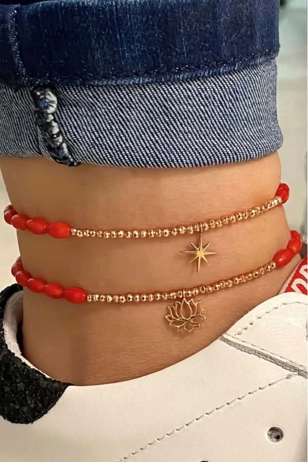 Badem Mercan Taşlı Halhal