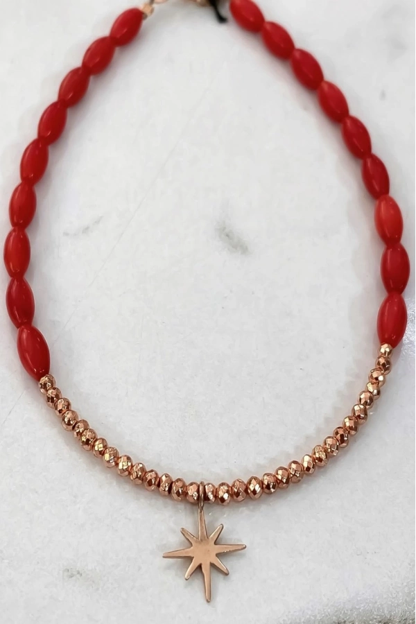 Badem Mercan Taşlı Halhal