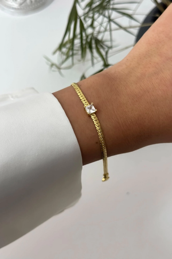 Baget Taşlı Balık Sırtı Bileklik