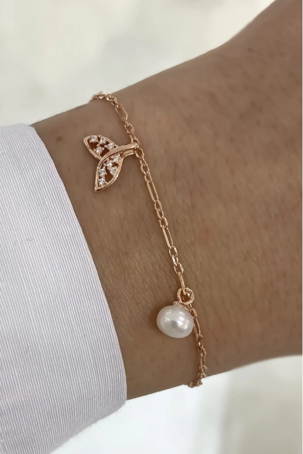 Balık Kuyruğu Ve İnci Detaylı Bileklik