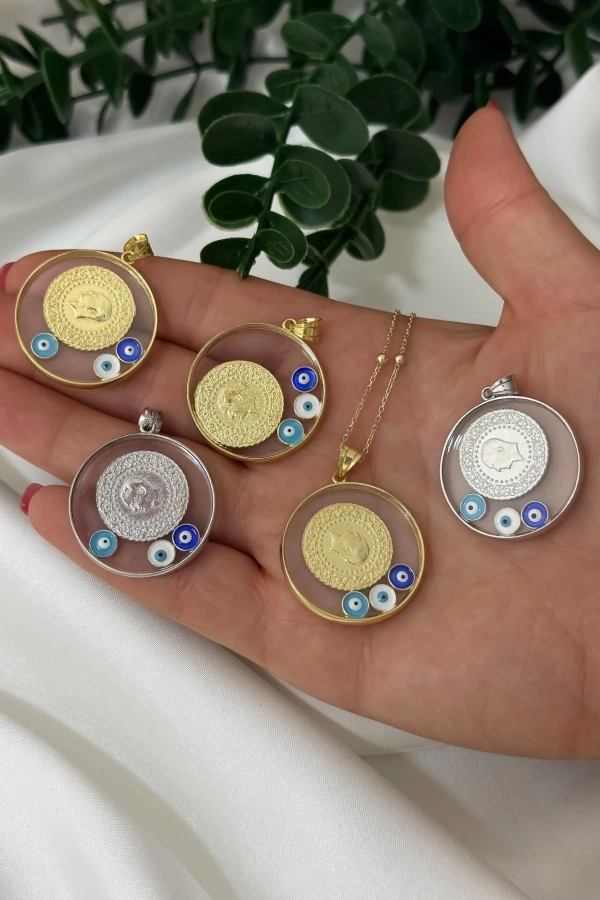 Cam Çerçeveli Çeyrek Kolye