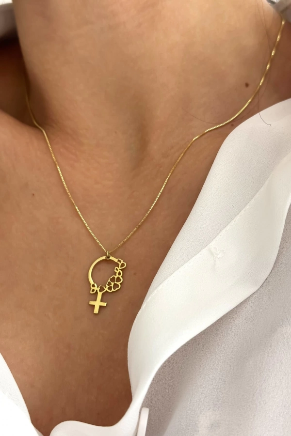 Çiçek Desenli Kadın Kolyesi