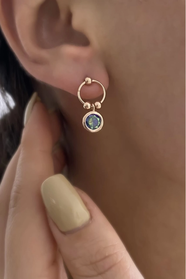 Daire Detaylı Taşlı Küpe