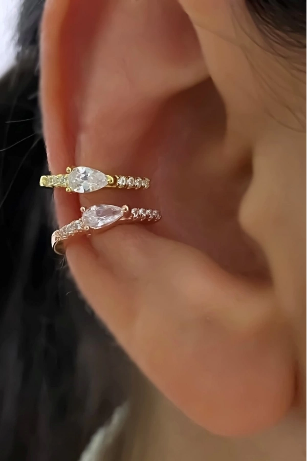 Damla Taşlı Earcuff Küpe