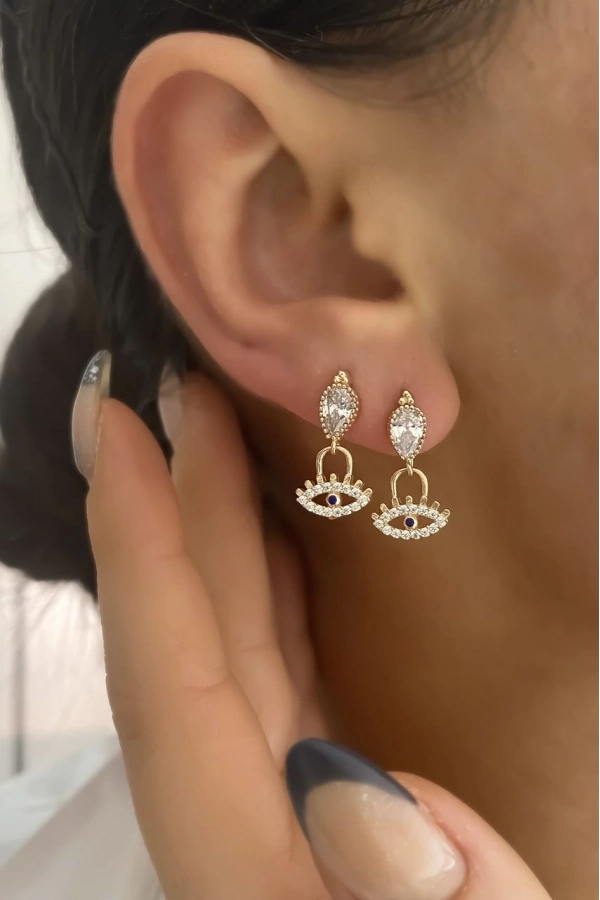 Damla Taşlı Göz Küpe