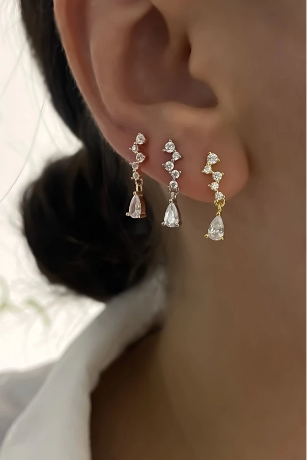 Damla Taşlı Minimal Küpe