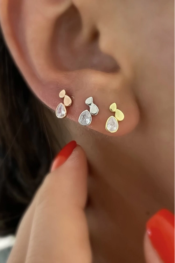 Damla Taşlı Minimal Küpe
