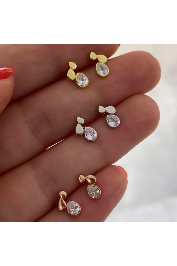 Damla Taşlı Minimal Küpe