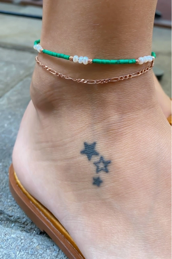 Doğal Taşlı Zincir Detaylı Halhal