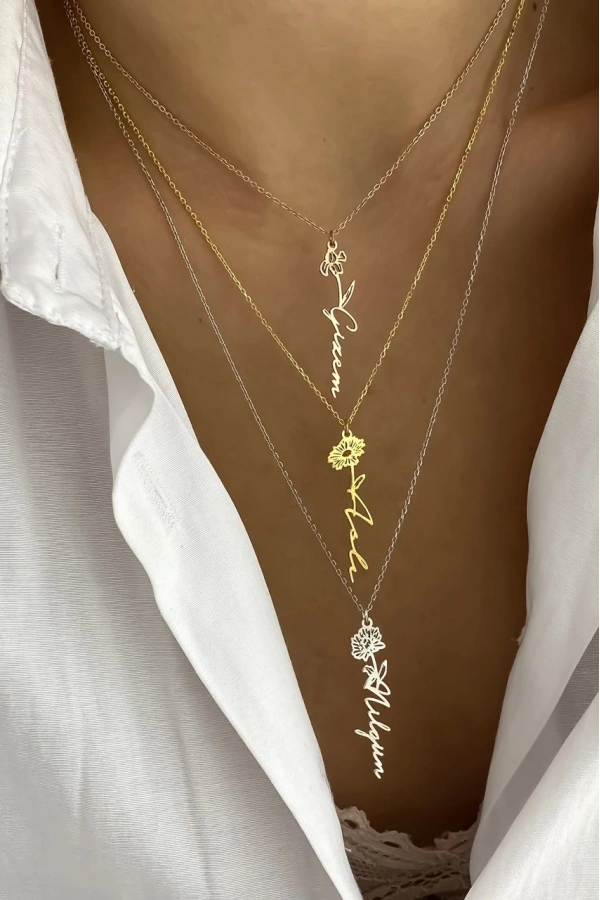 Doğum Çiçekli İsim Kolye