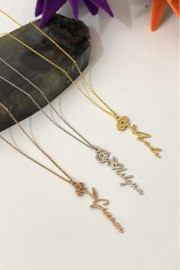 Doğum Çiçekli İsim Kolye