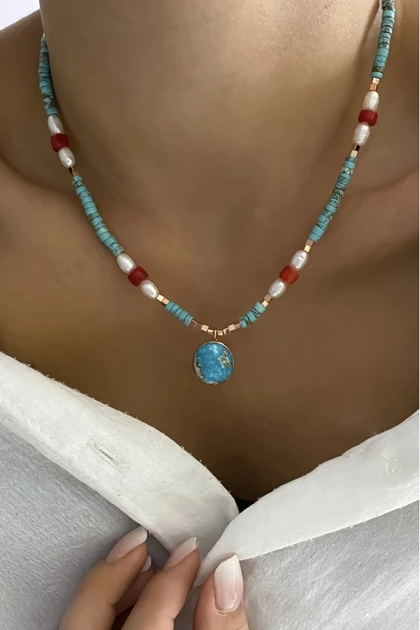 Firuze&İnci&Mercan Kolye