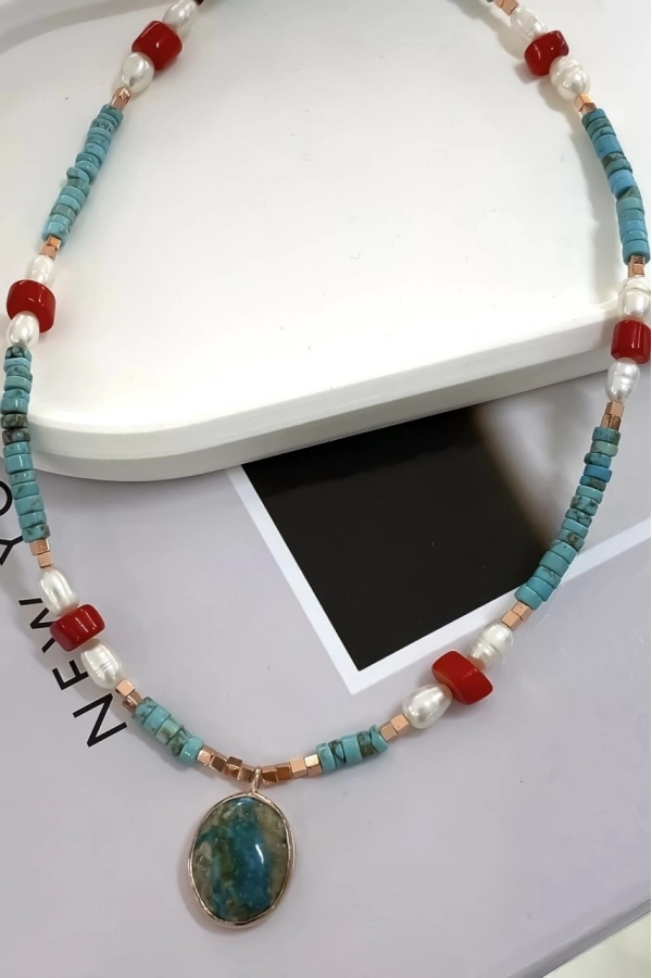 Firuze&İnci&Mercan Kolye