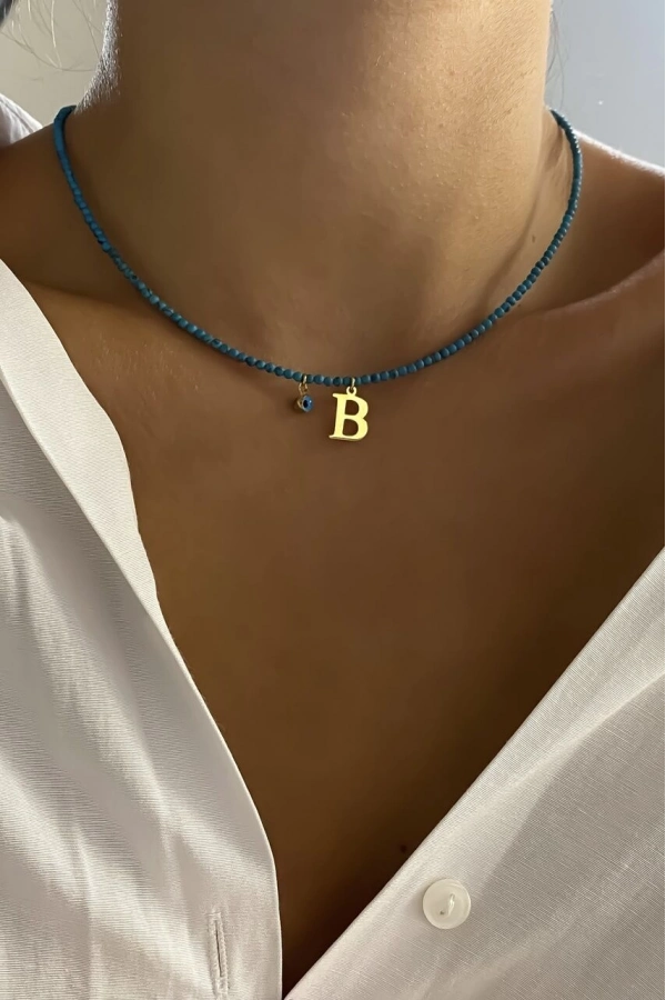 Turkuaz Harf Kolye