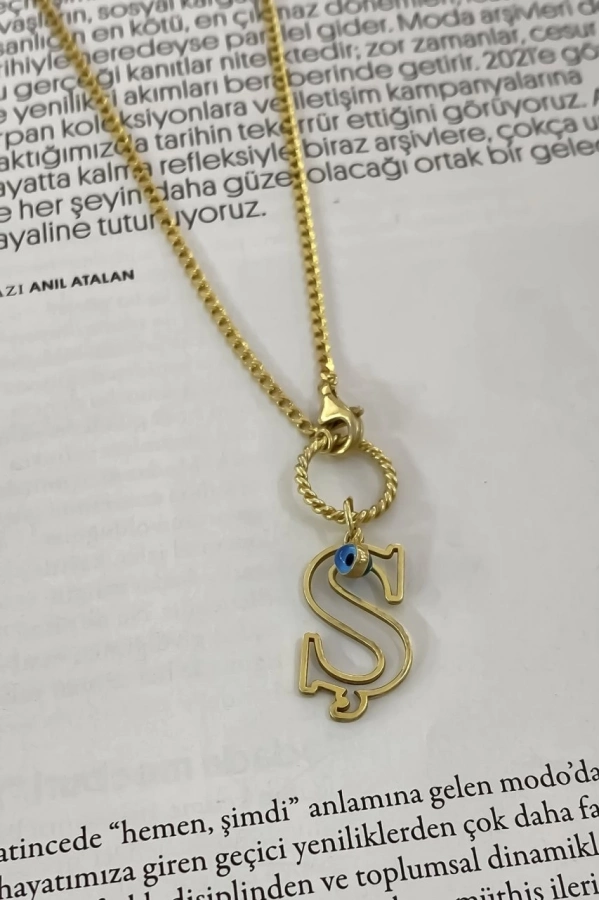 Gurmet Zincirli Göz Boncuklu Harf Kolye