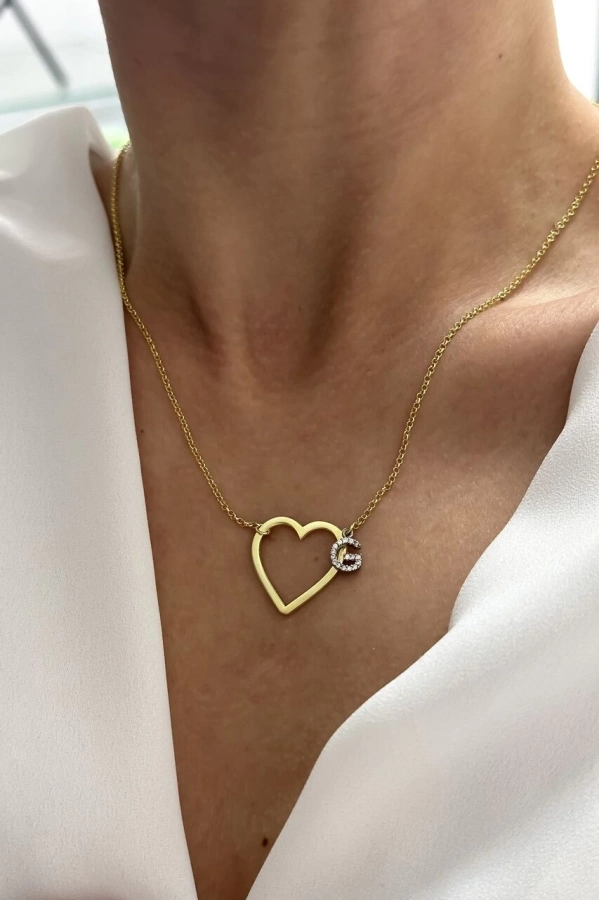 Harfli Kalp Kolye