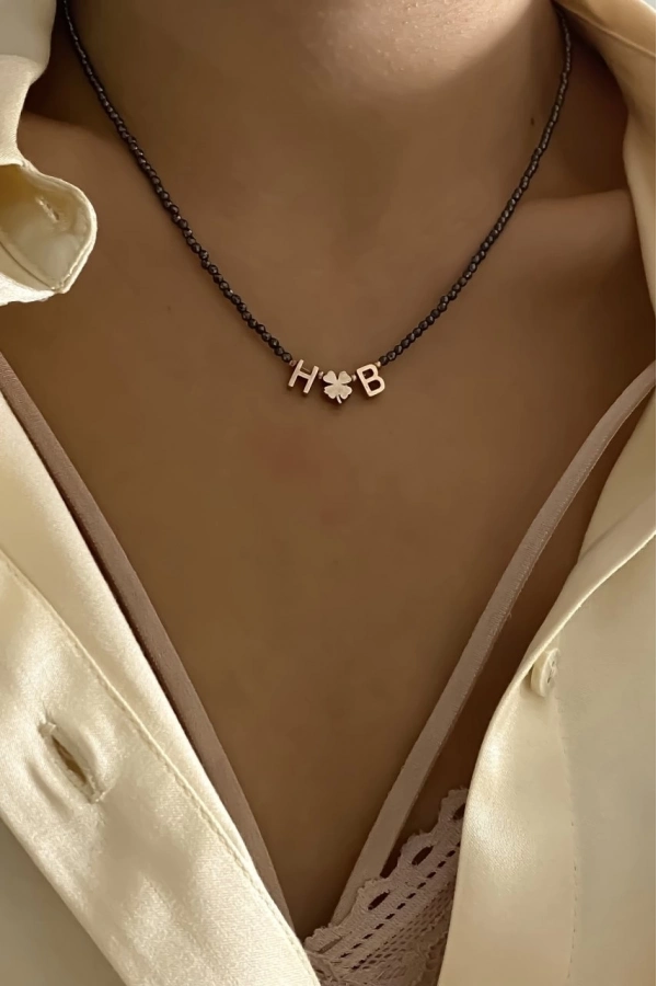 Hematit Taşlı Harf Kolye