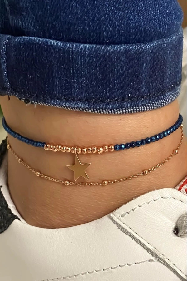 Hematit Taşlı Kendinden İkili Halhal