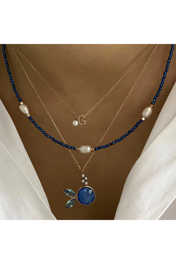 Hematit ve İncili Kolye