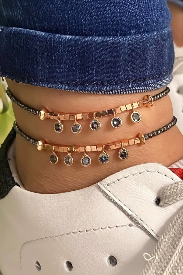 Hematit Ve Mistik Topaz Taşlı Halhal