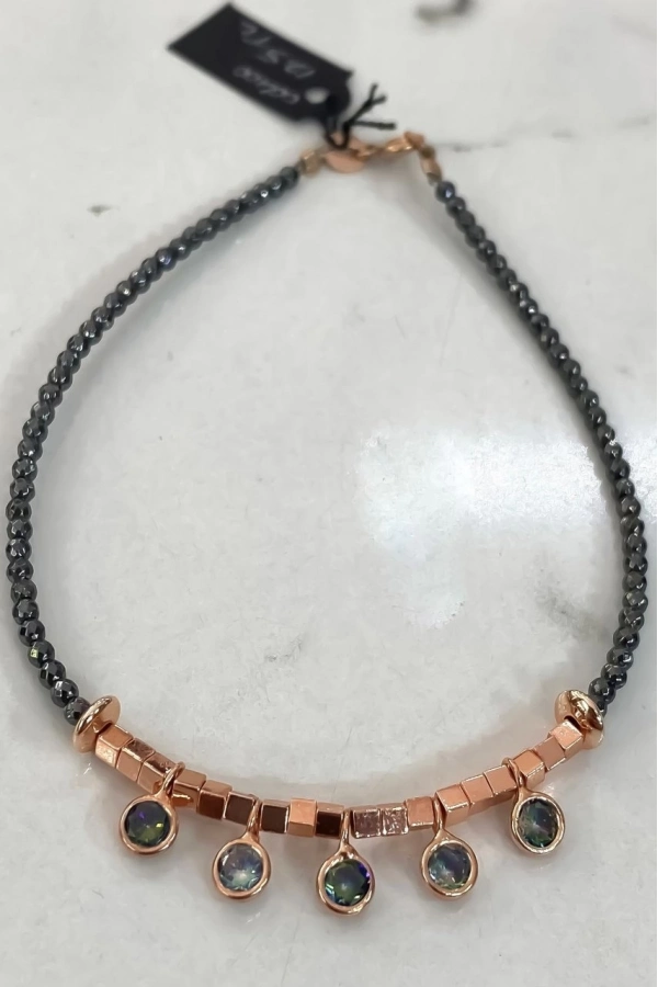 Hematit Ve Mistik Topaz Taşlı Halhal