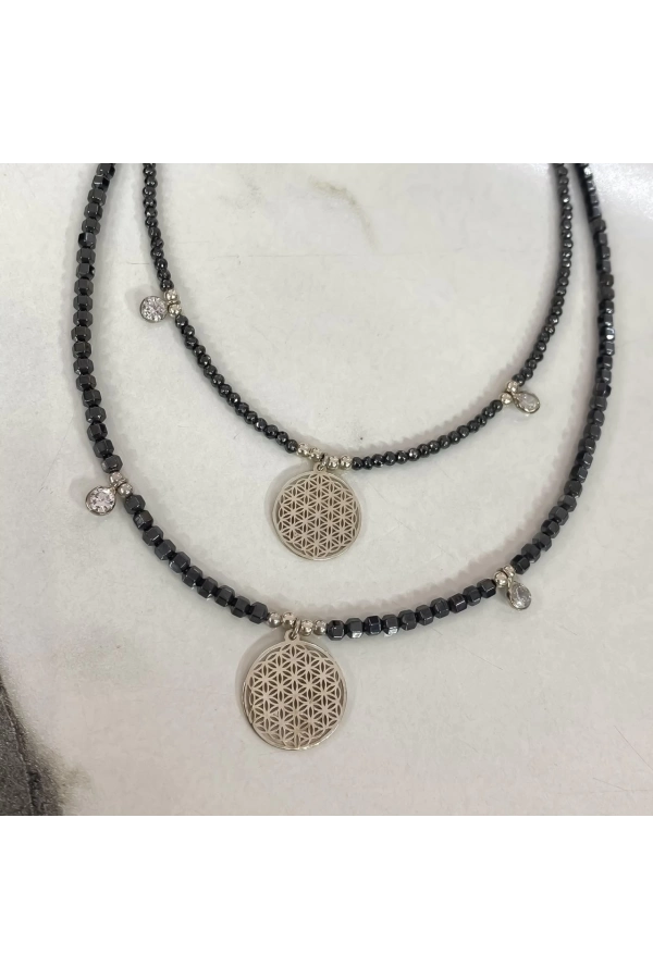 Hematit Yaşam Çiçeği Kolye