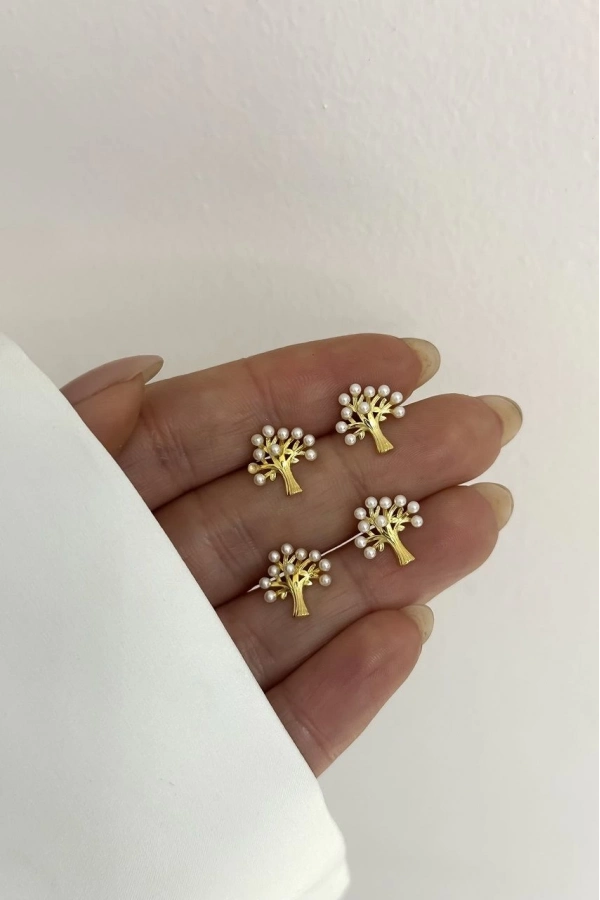 İncili Hayat Ağacı Küpe