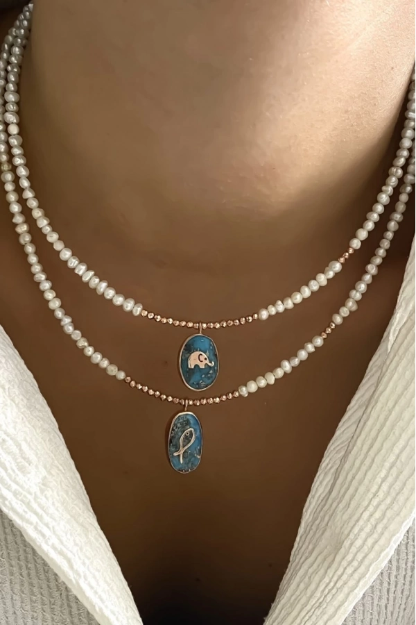 İncili İran Firuzesi Kolye