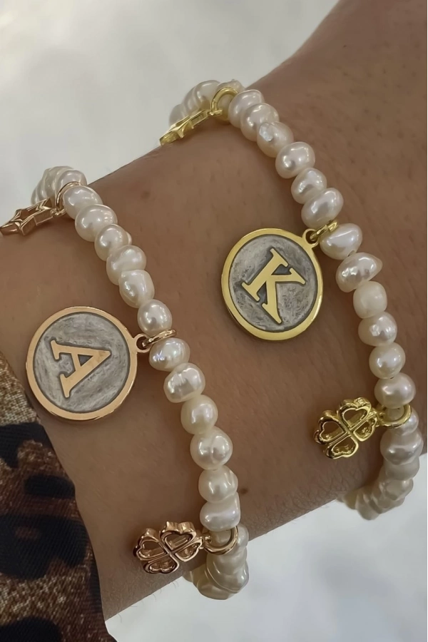 İncili Mineli Harf Bileklik