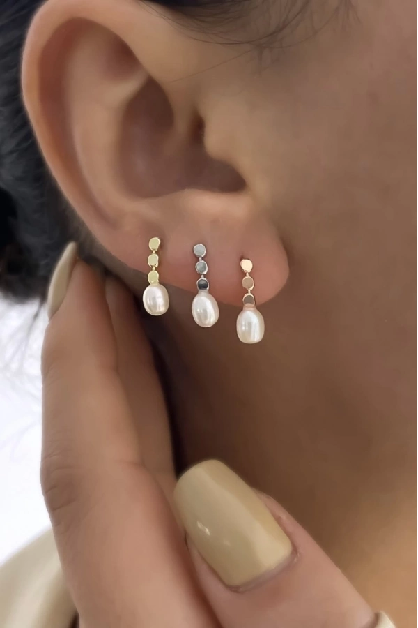 İncili Minimal Küpe