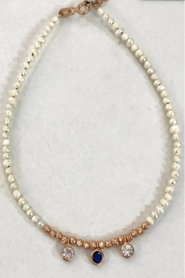 İncili Üç Taşlı Halhal