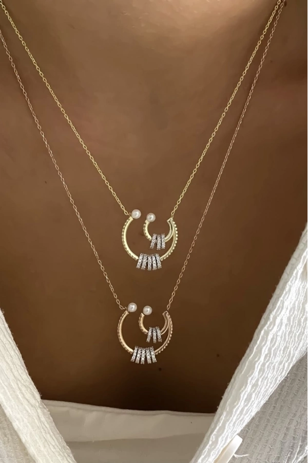 İncili Ve Taşlı Kolye