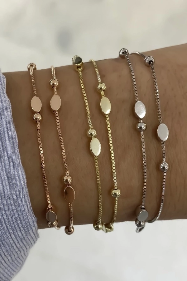 İtalyan Oval Detaylı Bileklik