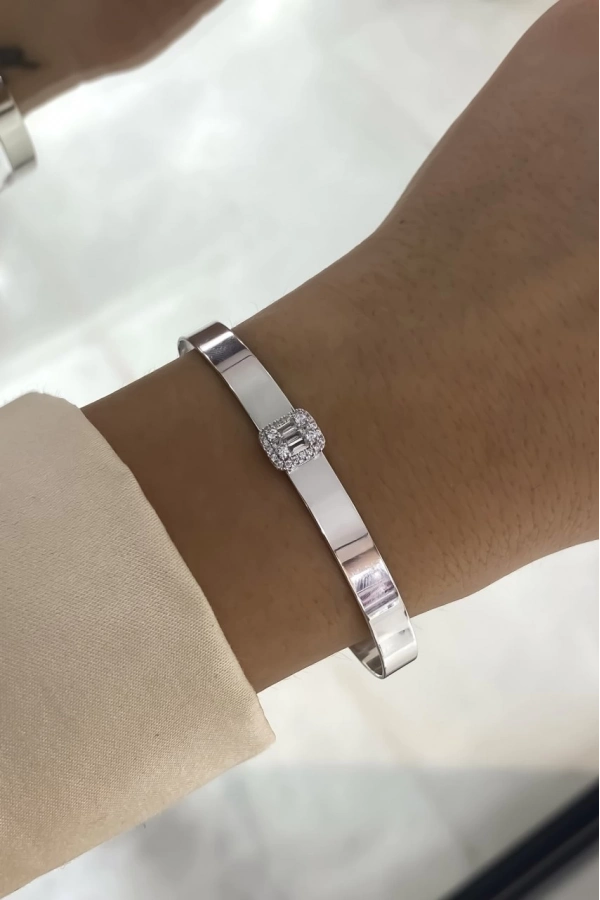 İthal Baget Taşlı Kelepçe Bilezik