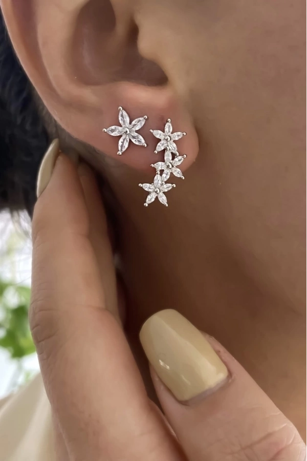 İthal Markiz Taşlı Çiçek Küpe