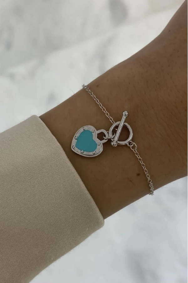 İthal Mineli Kalp Detaylı Bileklik