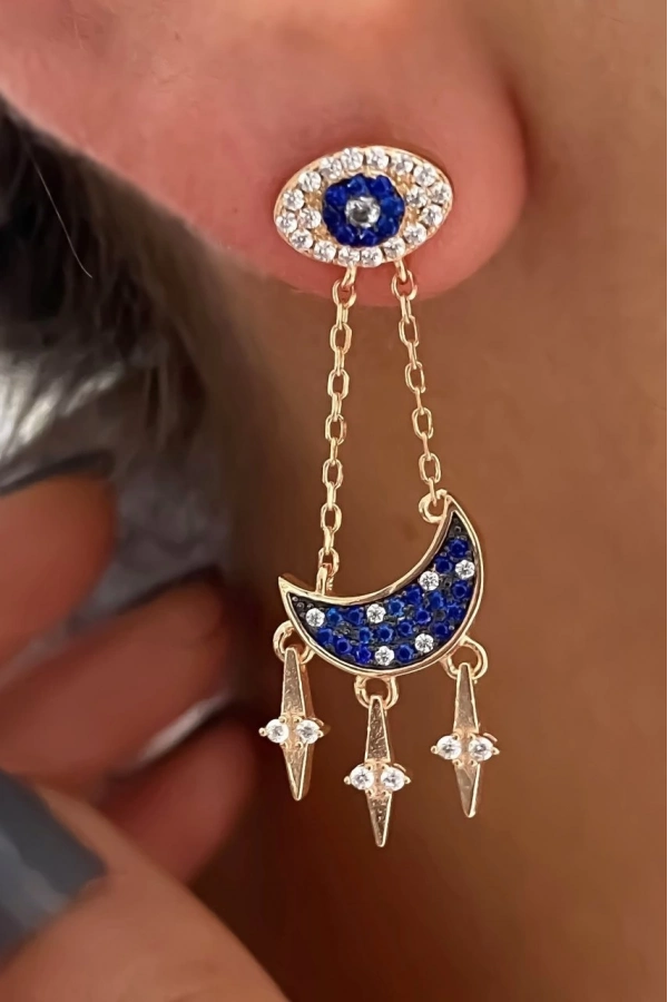 İthal Sallantılı Ay Küpe