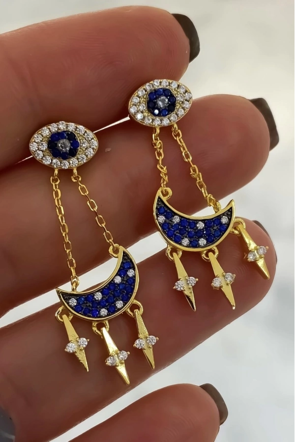 İthal Sallantılı Ay Küpe