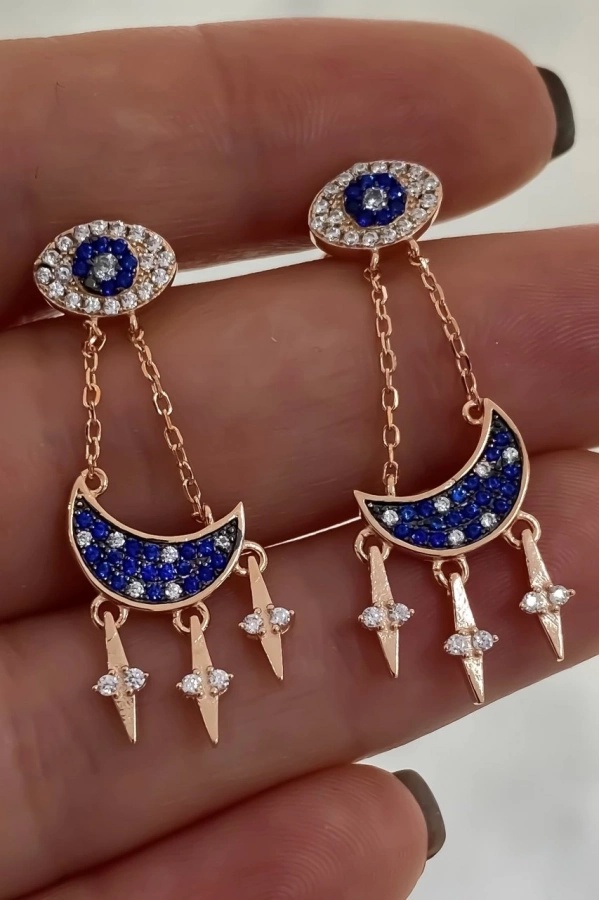 İthal Sallantılı Ay Küpe